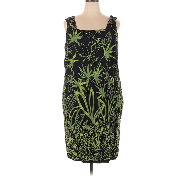 Positive Attitude Dresses & Skirts - Square Neck dress with green illustrative floral leaves
